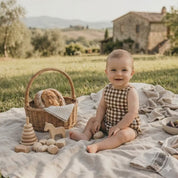 Jardineira Romper - Cotton Adapt | Vichy Marrom Clássico