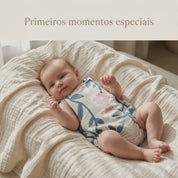 Jardineira Romper - Poliéster + Elastano Estampado | Floral Vintage Grande