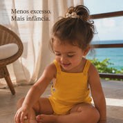 Jardineira Romper - Algodão Premium | Amarelo