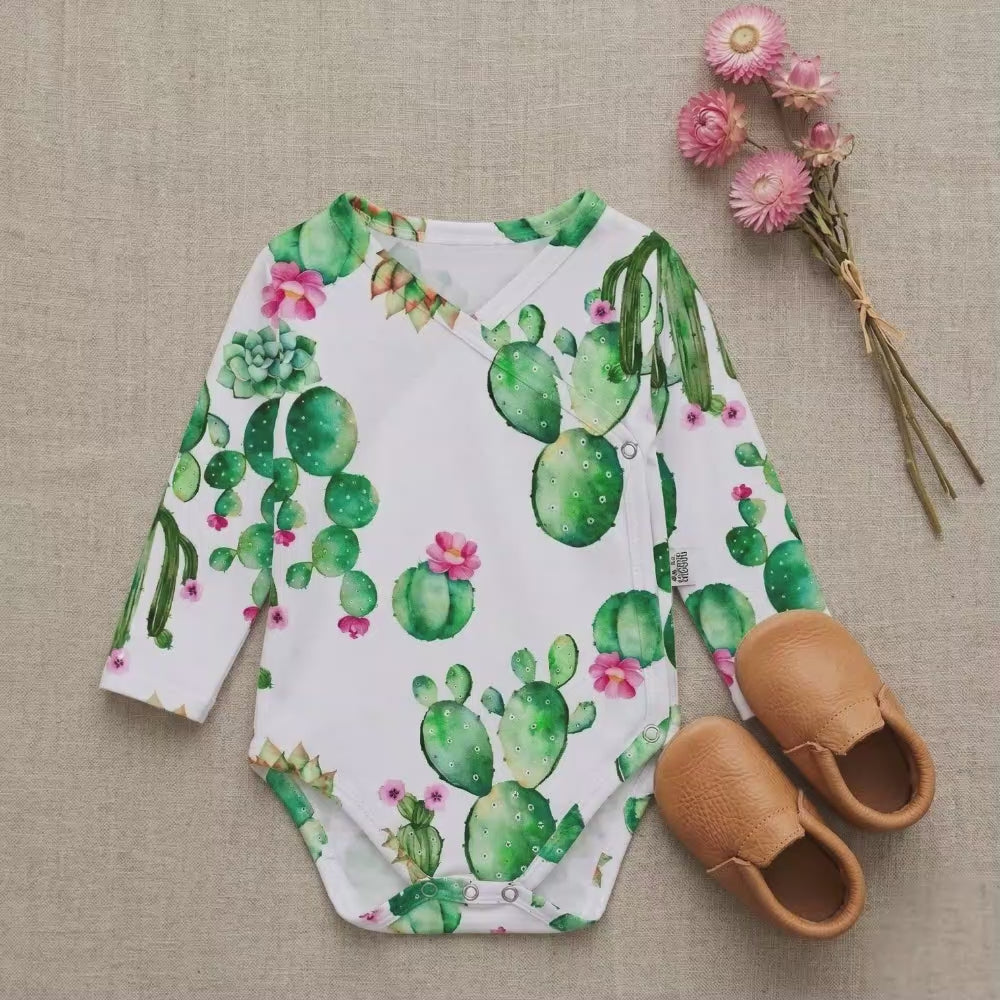 Kit Body Kimono + Calça com Pezinho Recém-Nascido a 3 Meses - Cotton Adapt | Cactos Tropical