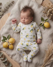 Kit Body Kimono + Calça com Pezinho Recém-Nascido a 3 Meses - Cotton Adapt | Lemons