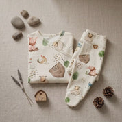 Kit Body Kimono + Calça com Pezinho Recém-Nascido a 3 Meses - Cotton Adapt | Fazendinha