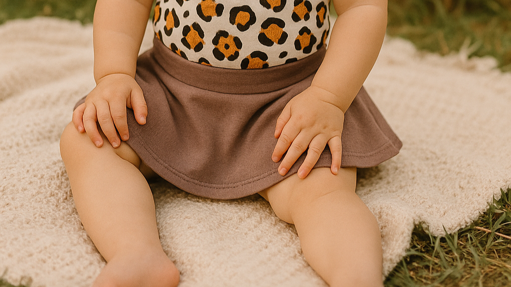 Saia com Short Infantil Menina – Algodão Premium Liso | Caqui