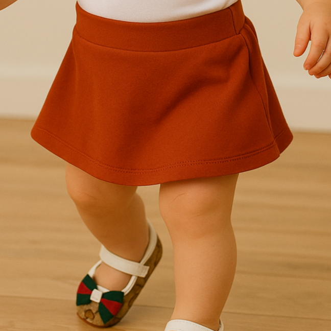 saia gode infantil lisa algodao premium terracota