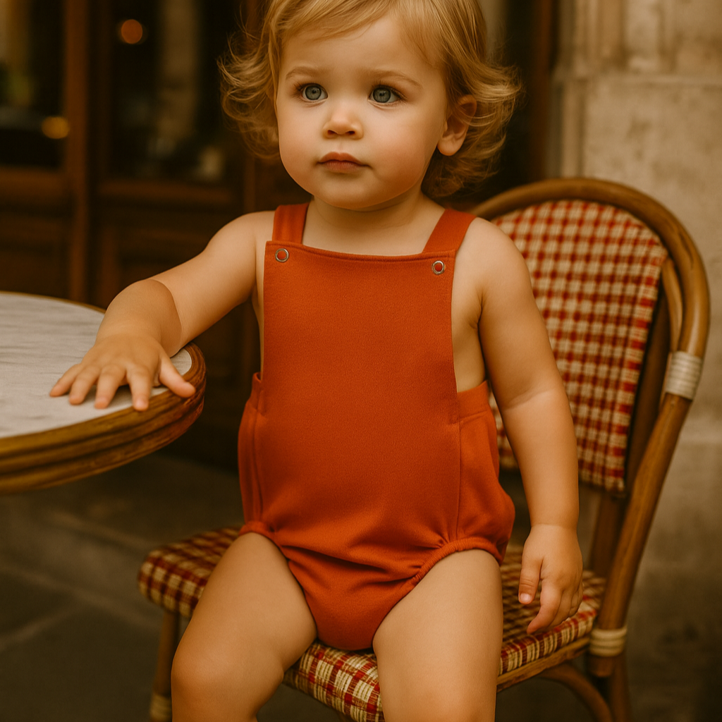 salopete romber bebe infantil algodao premium laranja em paris