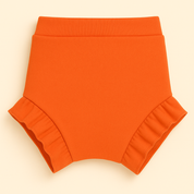 Short Bebê e Infantil Plissado Menina – Tecido Algodão Liso | Cor Laranja