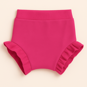 Short Bebê e Infantil Plissado Menina – Algodão Strech Liso | Cor Rosa Pink