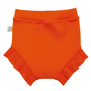 short bebe com babados cor lisa laranja vibrante