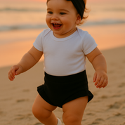 Short Bebê e Infantil Plissado Menina – Malha Algodão Liso | Preto