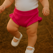 Short Bebê e Infantil Plissado Menina – Algodão Strech Liso | Rosa Pink