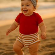 Short Bebê e Infantil Menina – Algodão Premium Estampa Exclusiva | Listras Amarelas
