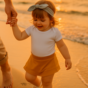 Saia com Short Infantil Menina – Algodão Premium Liso | Amarelo