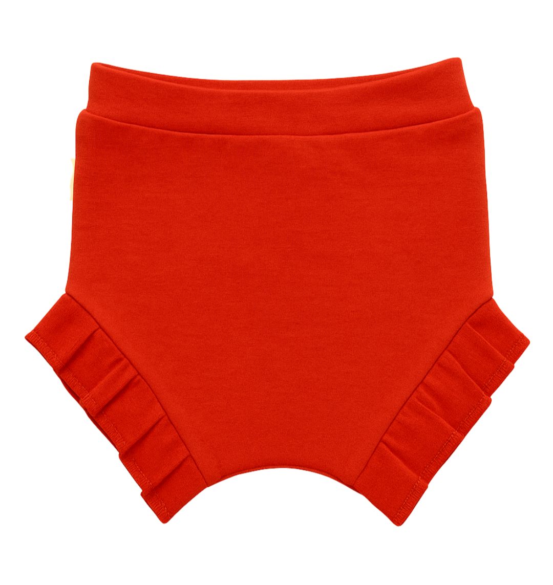 Short Bebê e Infantil Plissado Menina – Malha Algodão Liso| Cor Tomate