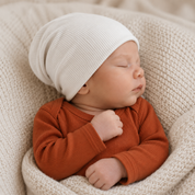 Touca Beanie Dobrável - Algodão Canelado | Branco Puro