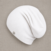 Touca Beanie Dobrável - Algodão Canelado | Branco Puro