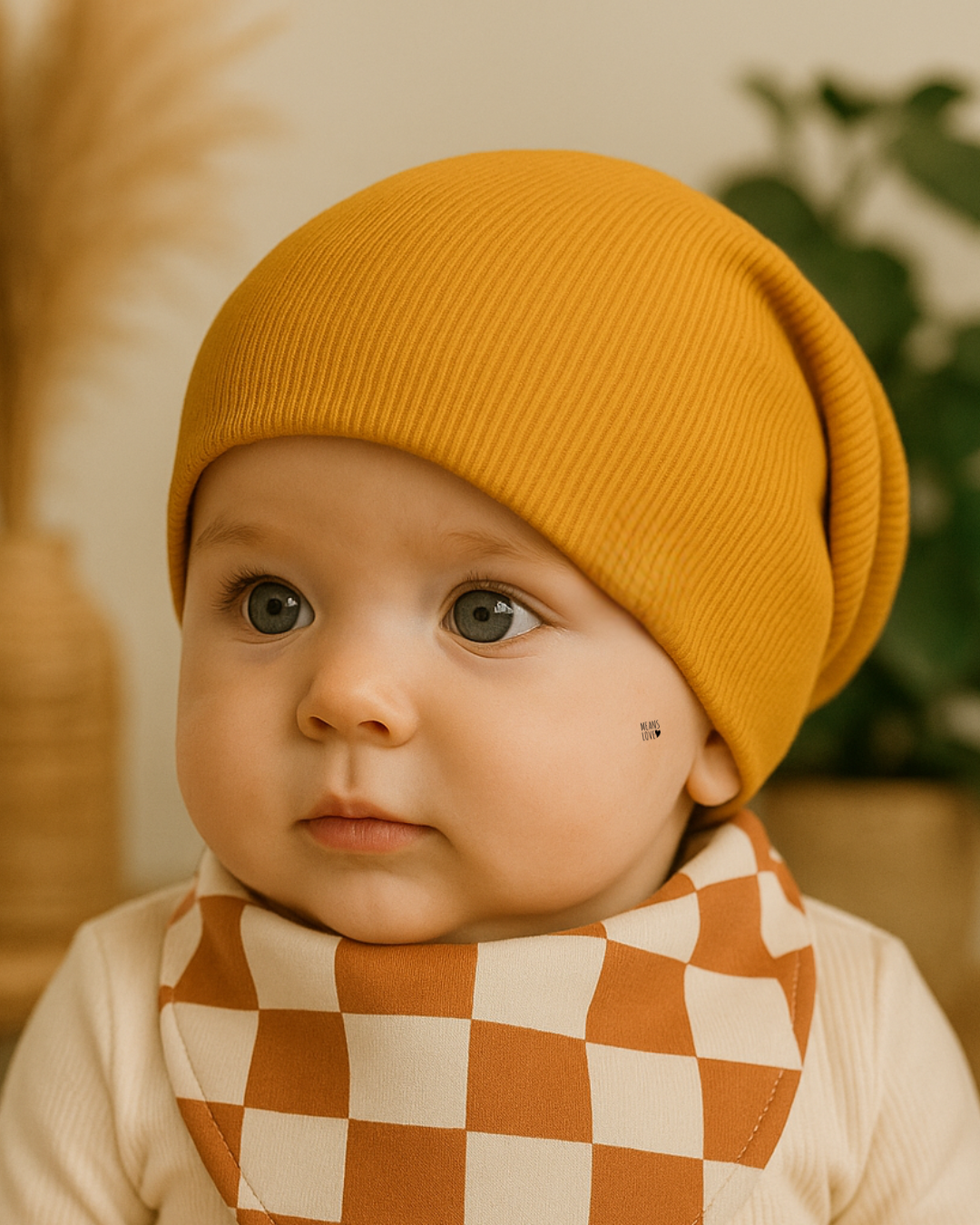 Touca Gorro Bebê/Infantil Estilo Beanie Tamanho Adaptável - Canelado Premium | Mostarda