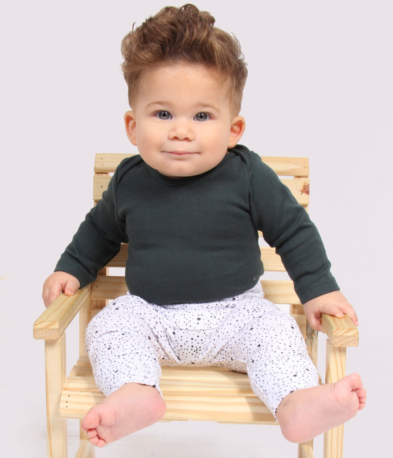 Body Bebê/Infantil Manga Longa Unissex [Algodão - Liso] - Verde Mate