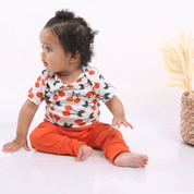Calça Bebê/Infantil Com Bolsão Unissex [Algodão - Lisa] - Laranja