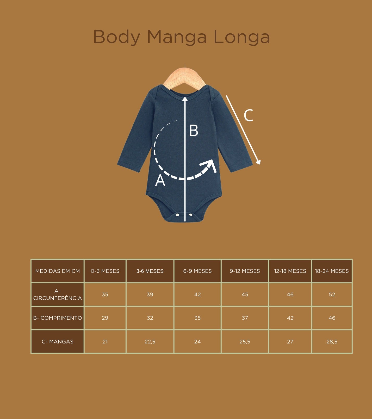 Body Bebê/Infantil Manga Longa Unissex [Algodão - Liso] - Verde Mate