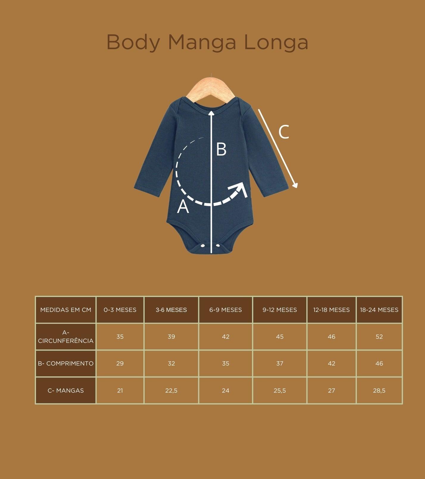 Body Bebê/Infantil Manga Longa Unissex [Algodão - Liso] - Caqui