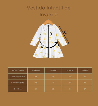 Vestido de Inverno Infantil - Bege