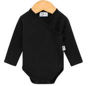 Body Kimono Bebê Recém-Nascido à 3 Meses Unissex - Algodão Premium Liso | Preto