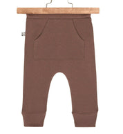 Calça Bebê/Infantil Com Bolsão Unissex [Algodão - Lisa] - Marrom