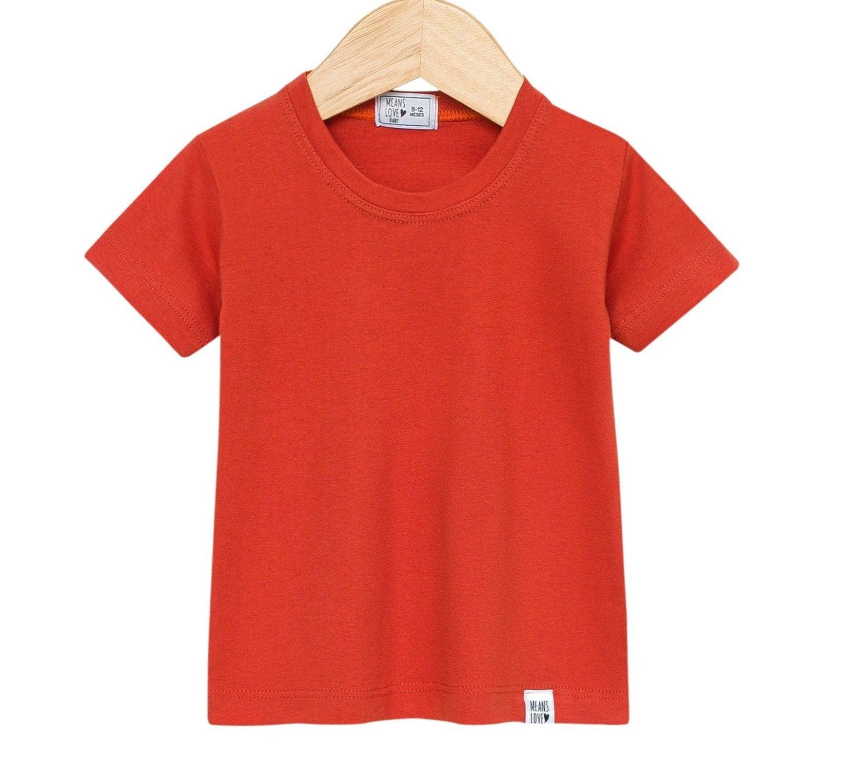 Camiseta Bebê/Infantil Manga Curta Unissex [Malha Algodão - Lisa] - Laranja