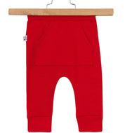 Calça Bebê/Infantil Com Bolsão Unissex [Algodão Stretch - Lisa] - Vermelha