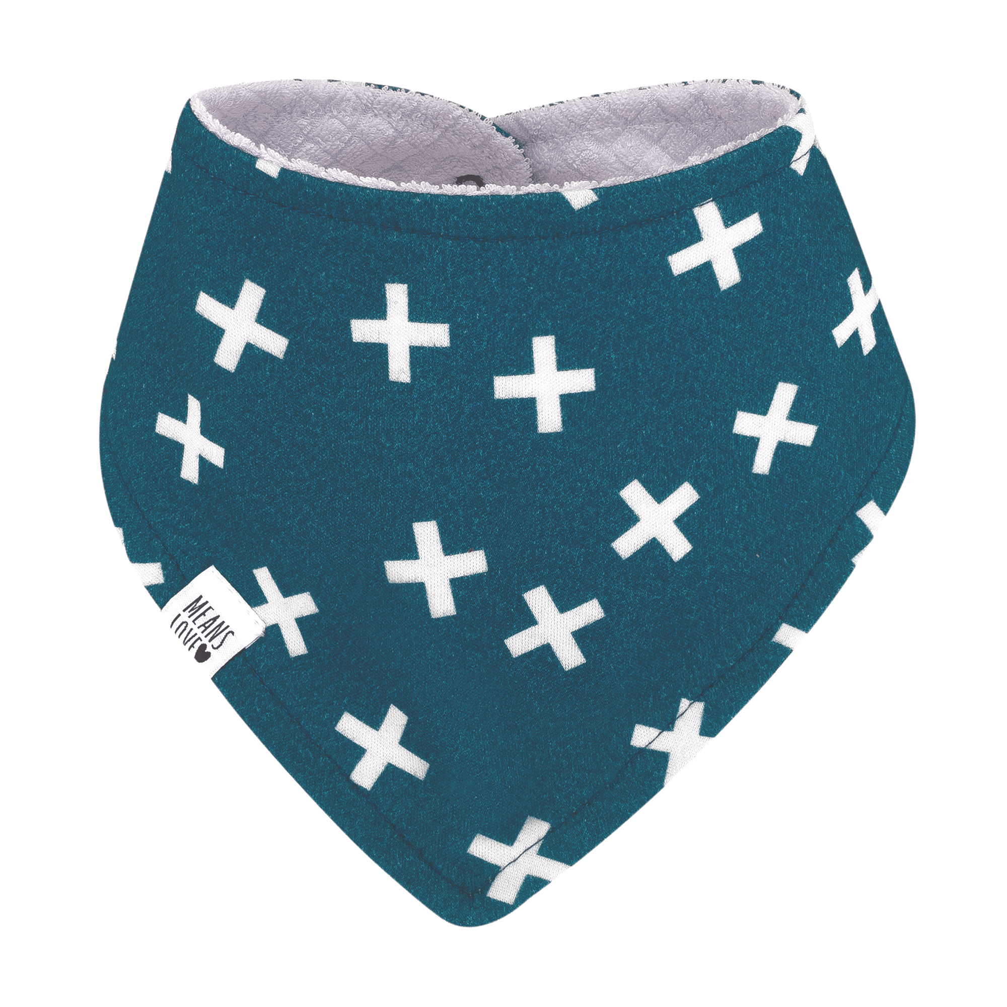 Bandana/Babador Bebê Unissex [Algodão - Estampada] - Azul Cruzetas