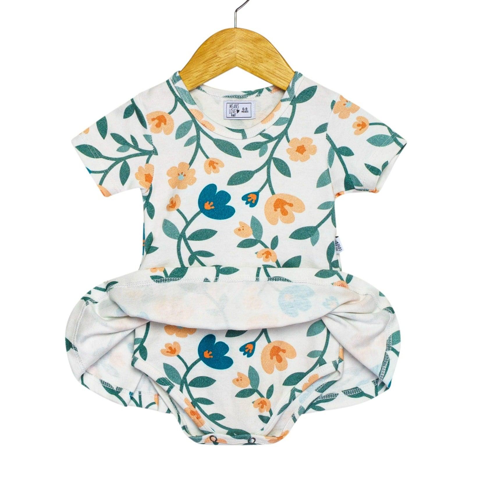 BODY VESTIDO BEBÊ MENINA [ALGODÃO - ESTAMPADO] - FLORAL ANTIGO