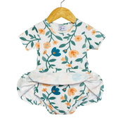 BODY VESTIDO BEBÊ MENINA [ALGODÃO - ESTAMPADO] - FLORAL ANTIGO
