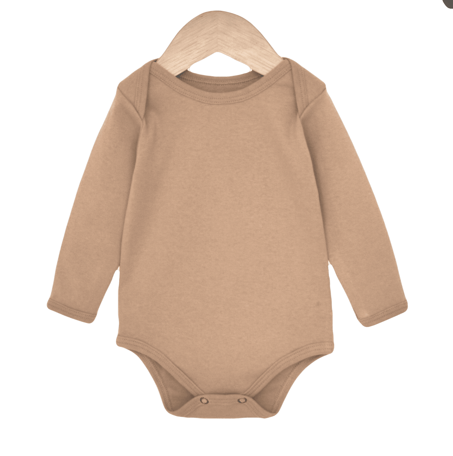 Body Bebê/Infantil Manga Longa Unissex [Algodão - Liso] - Bege