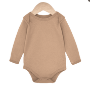 Body Bebê/Infantil Manga Longa Unissex [Algodão - Liso] - Bege