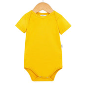Body Bebê/Infantil Manga Curta Unissex [Algodão - Liso] - Amarelo