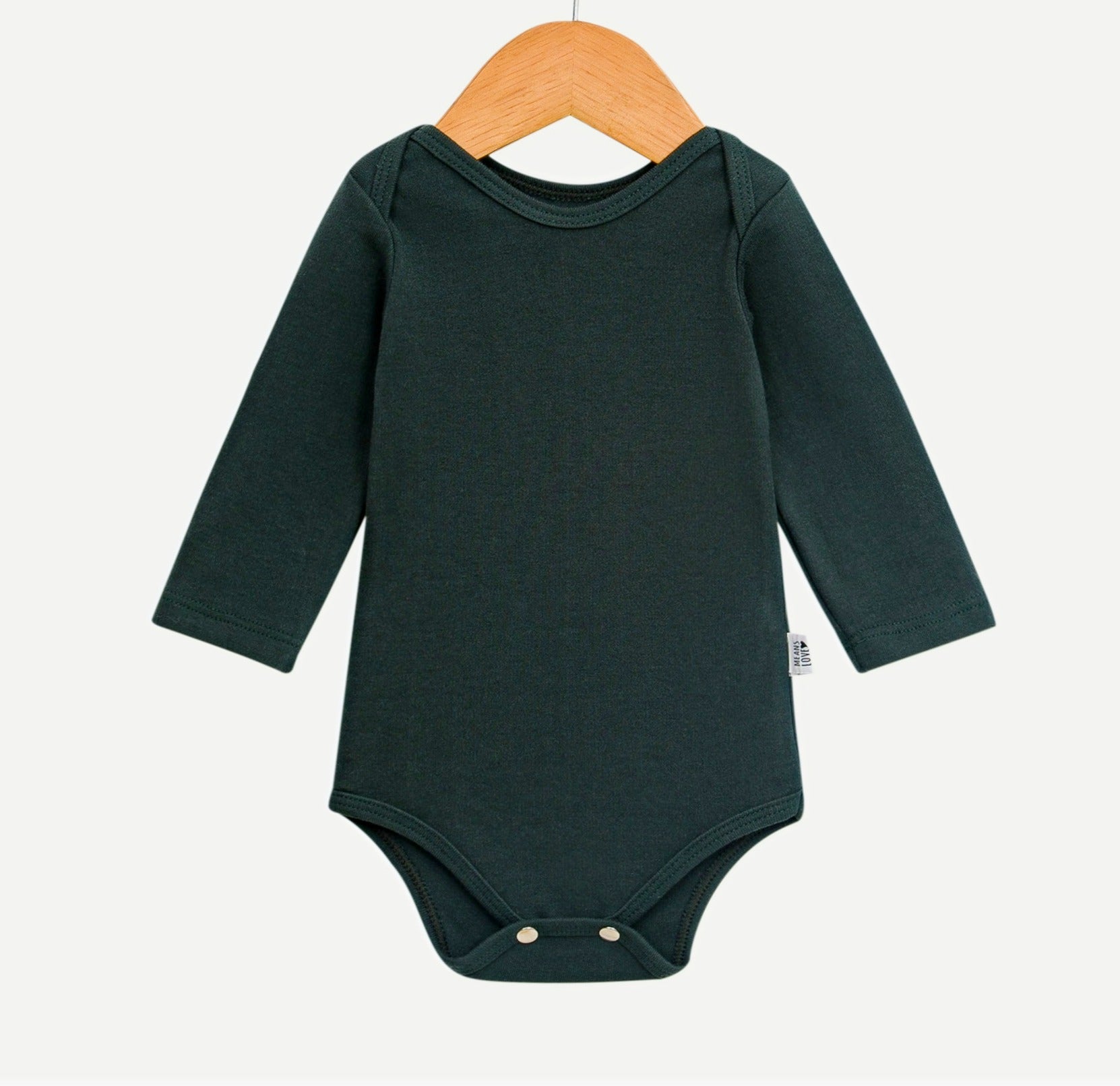 Body Bebê/Infantil Manga Longa Unissex [Algodão - Liso] - Verde Mate