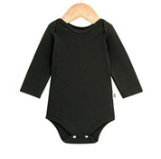 Body Bebê/Infantil Manga Longa Unissex [Algodão - Liso] - Preto