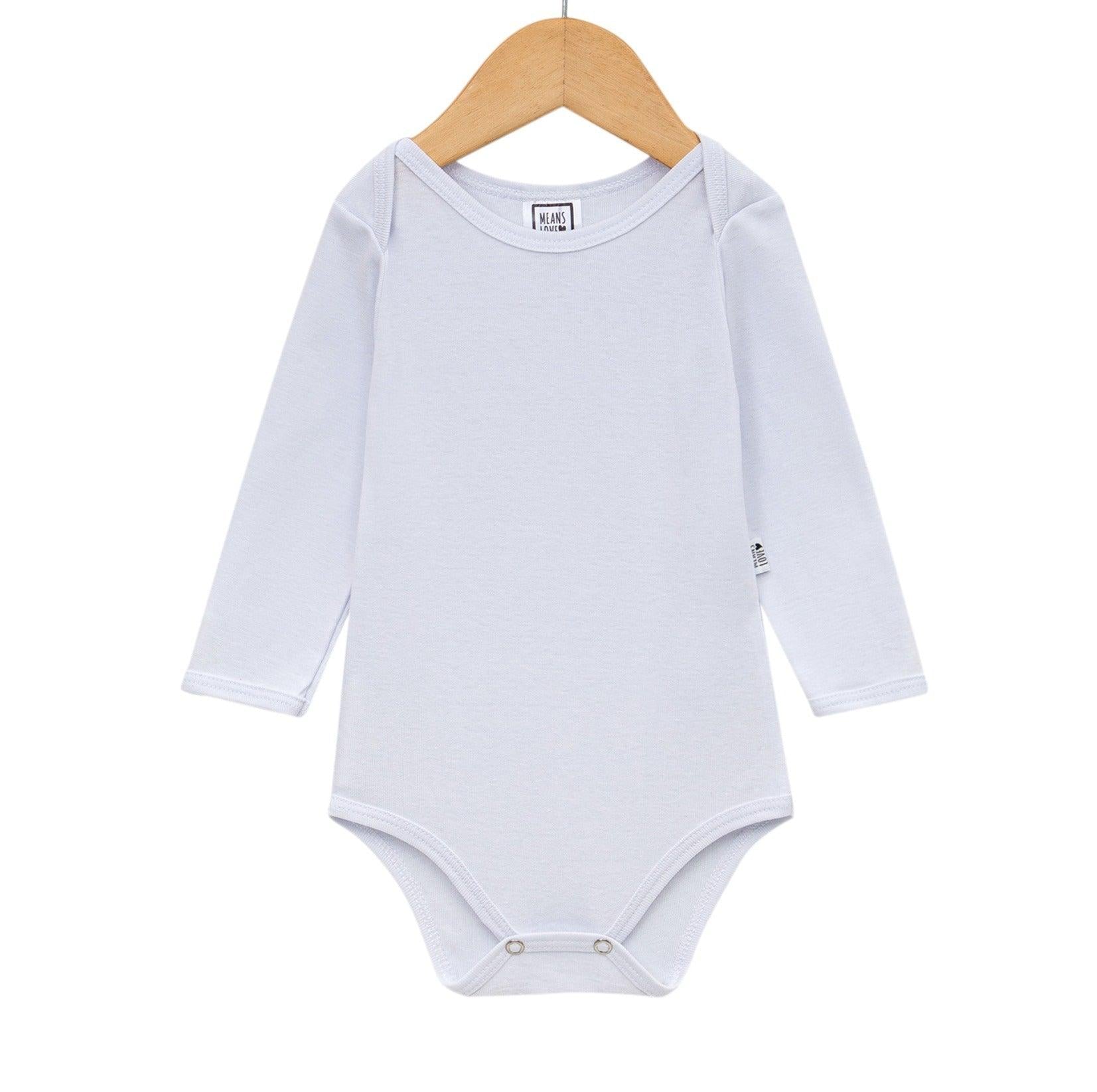 Body Bebê/Infantil Manga Longa Unissex [Algodão - Liso] - Branco