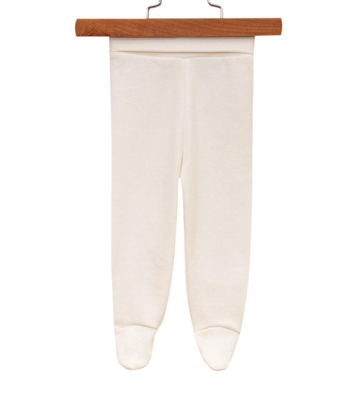 Calça Recém-Nascido Com Pezinho Unissex [Malha Algodão - Lisa] - Offwhite