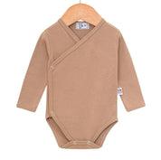 Body Bebê Kimono 0-3 Meses Unissex – Algodão Premium Liso | Bege