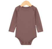 Body Bebê/Infantil Manga Longa Unissex [Algodão - Liso] - Caqui