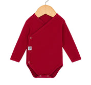 Body Bebê  Kimono Unissex [Canelado- Liso] - Vermelho Escuro