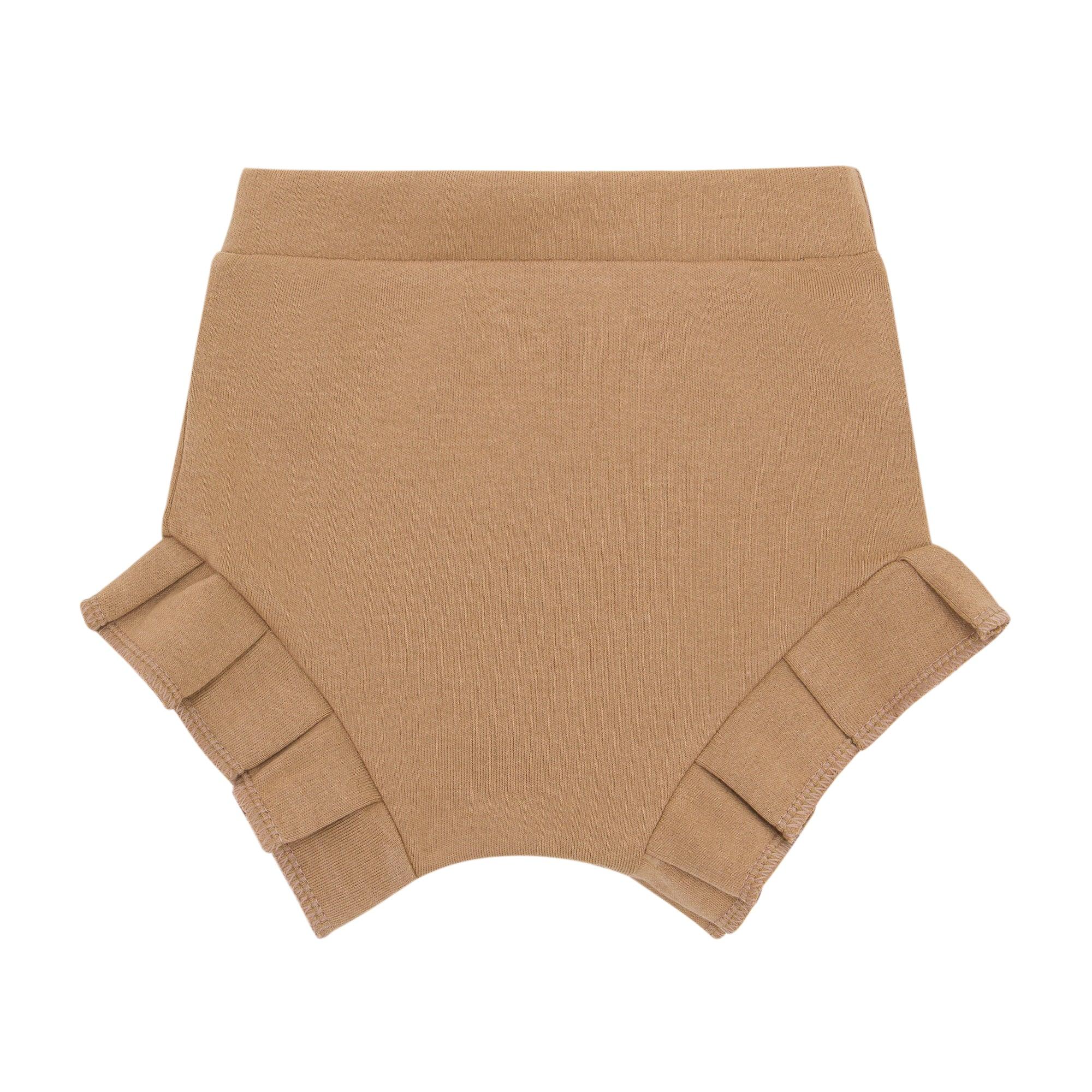 Short Bebê/Infantil Plissado Menina [Algodão - Liso] - Bege