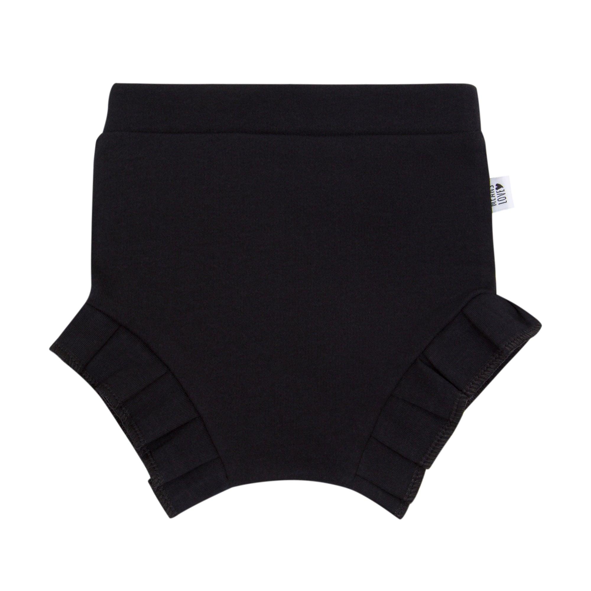 Short Bebê/Infantil Plissado Menina [Algodão - Liso] - Preto