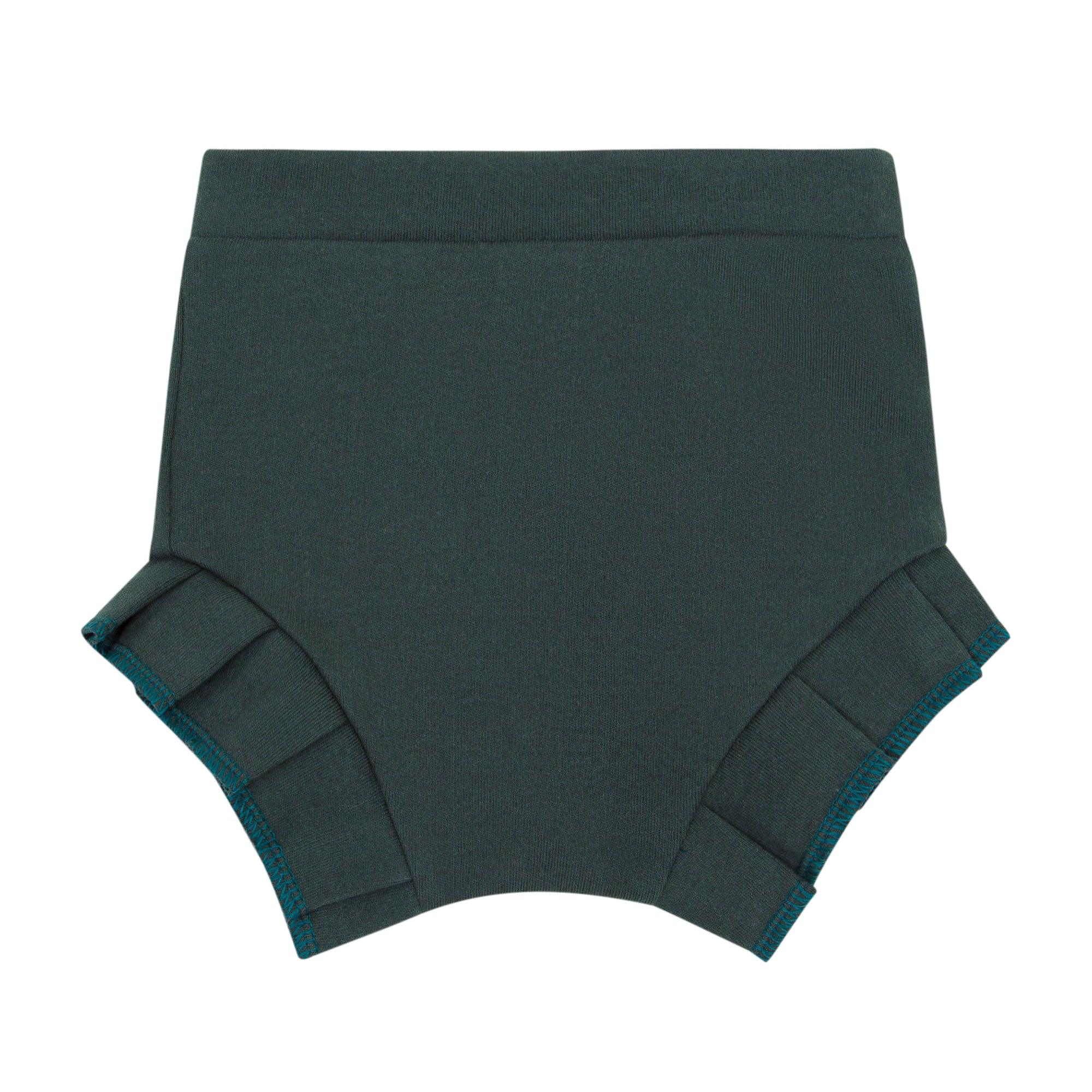 Short Bebê/Infantil Plissado Menina [Algodão - Liso] - Verde Mate