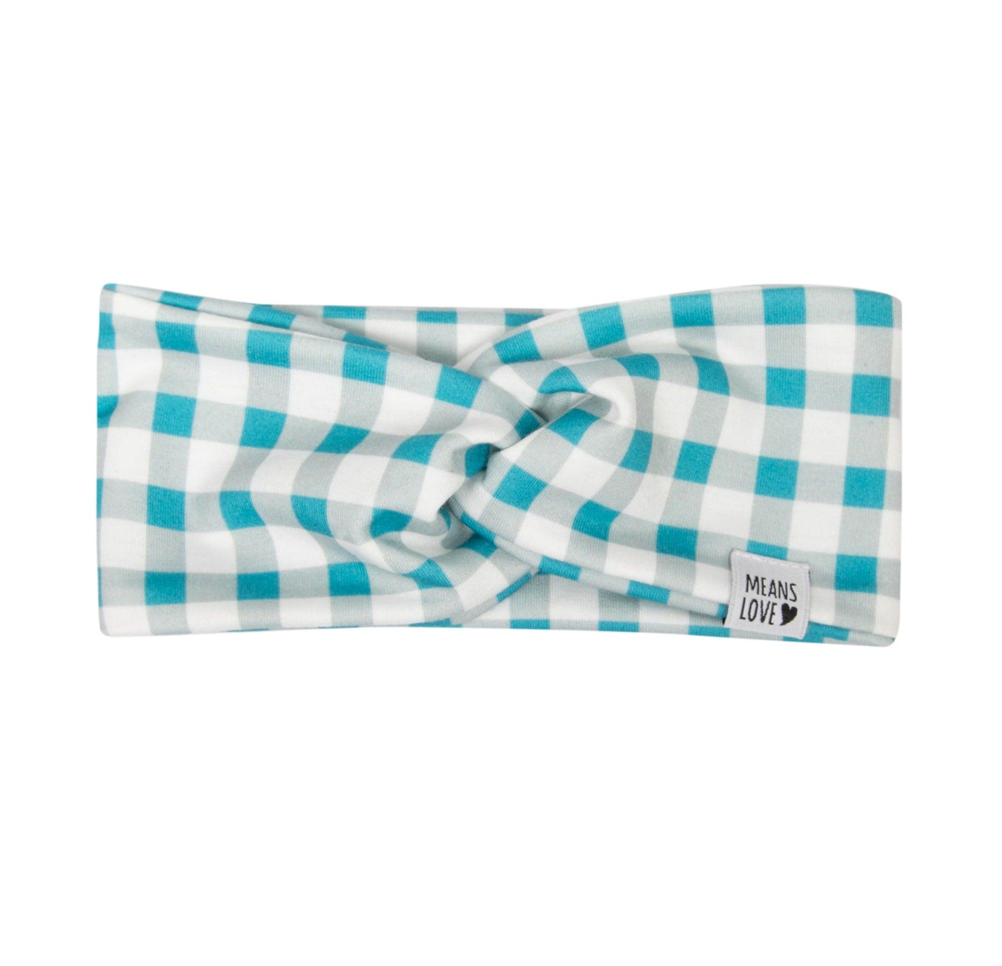 Faixinha de Cabelo Bebê Blue Gingham