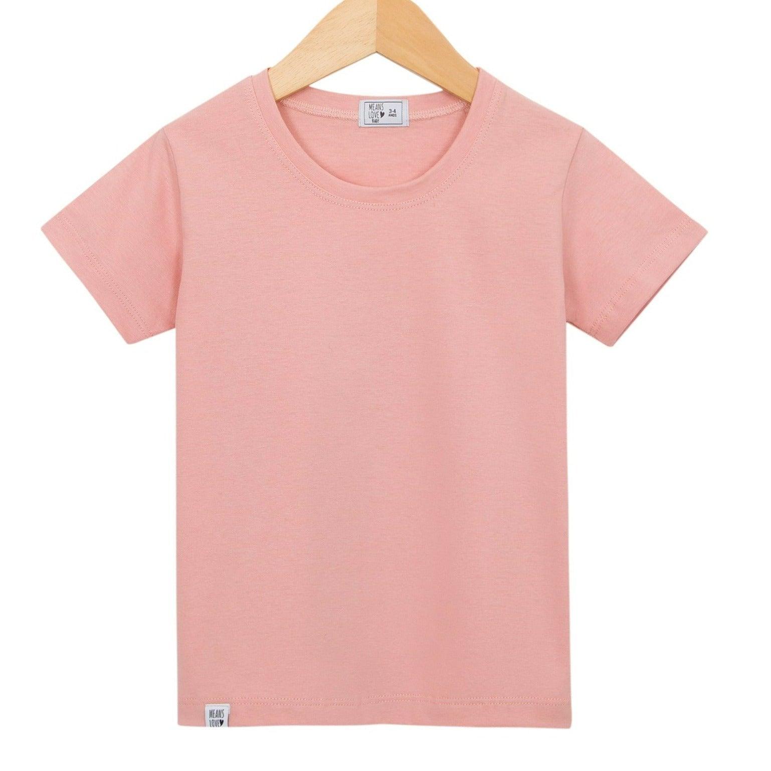 Camiseta Bebê/Infantil Manga Curta Unissex [Malha Algodão - Lisa] - Rose