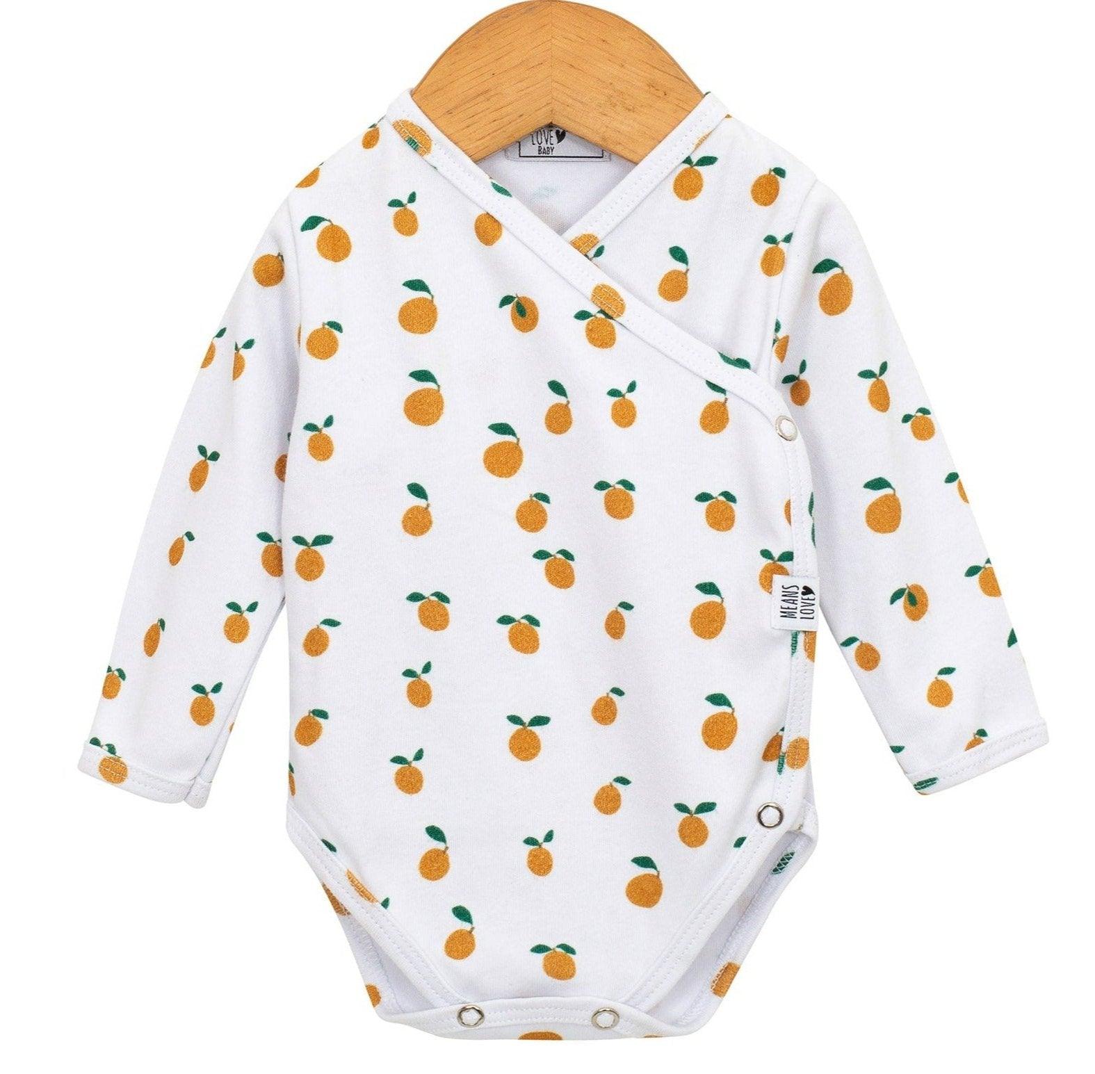 Body Bebê Kimono Menina [Algodão - Estampado] - Laranjinhas