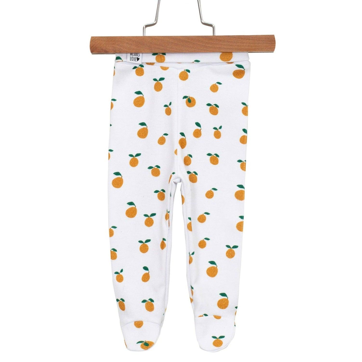 Calça Recém-Nascido Com Pezinho Menina [Algodão - Estampada] - Laranjinhas