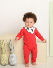 Macacão Bebê Com Zíper Frontal Unissex [Algodão Stretch - Liso] - Vermelho